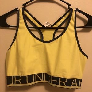Neon yellow Under Armour sports bra